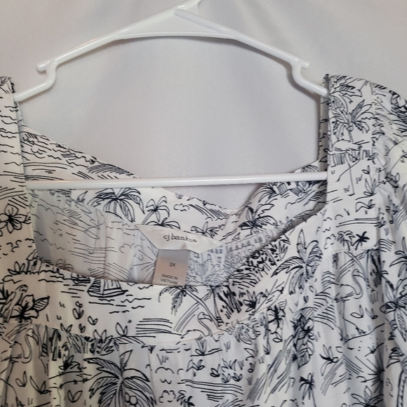 CJ Banks Women's Plus Size Vacation Print Square Neck Blouse Size 3X - Picture 4 of 9